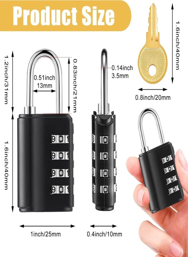 SOLDTRUE 4-Digit Combination Padlock with Backup Key | Heavy Duty Black Metal Security Lock | Resettable Code for Gym Locker, School, Travel, Gate & Storage Use (Black) - Image 4
